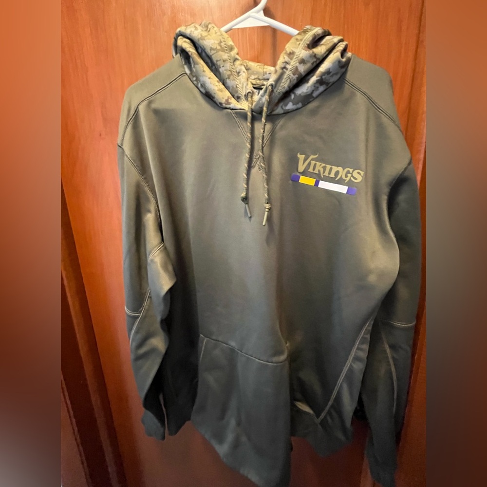 Vikings Green Hoodie with Camo Hood - Salute to Service